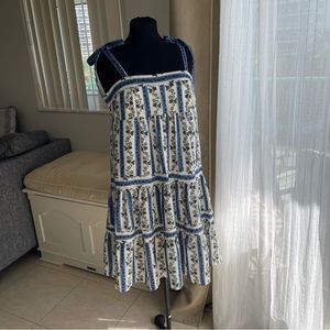 NWT Melonie T Sleeveless Floral Babydoll Dress,Blue 6